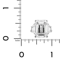 Platinum Emerald Diamond 3 Stone Engagement Ring