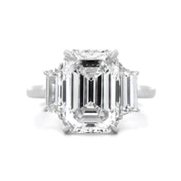 Platinum Emerald Cut Diamond 3 Stone Engagement Ring