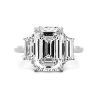 Platinum Emerald Cut Diamond 3 Stone Engagement Ring