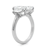 Platinum Emerald Cut Diamond 3 Stone Engagement Ring