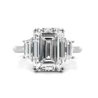 Platinum Emerald Cut Diamond 3 Stone Engagement Ring