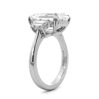Platinum Emerald Cut Diamond 3 Stone Engagement Ring
