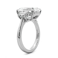 Platinum Emerald Cut Diamond 3 Stone Engagement Ring