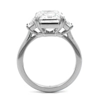 Platinum Emerald Cut Diamond 3 Stone Engagement Ring