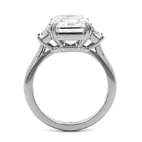 Platinum Emerald Cut Diamond 3 Stone Engagement Ring