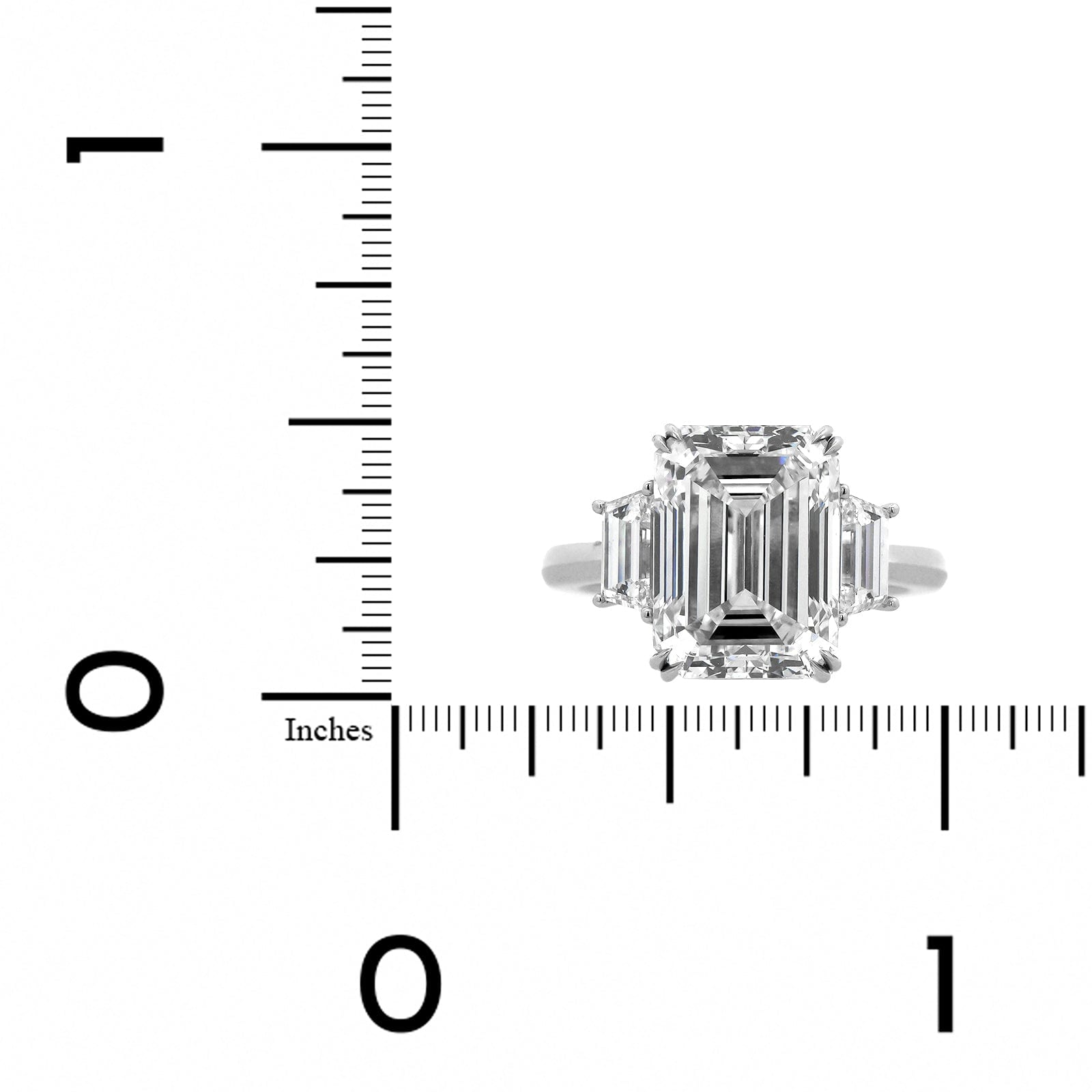 Platinum Emerald Cut Diamond 3 Stone Engagement Ring