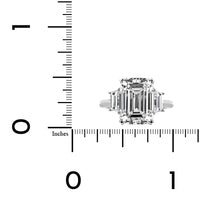 Platinum Emerald Cut Diamond 3 Stone Engagement Ring