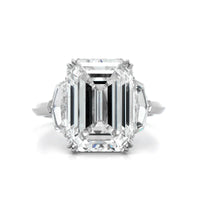 Platinum Emerald Cut Diamond 3 Stone Engagement Ring