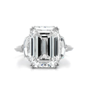 Platinum Emerald Cut Diamond 3 Stone Engagement Ring