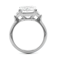 Platinum Emerald Cut Diamond 3 Stone Engagement Ring