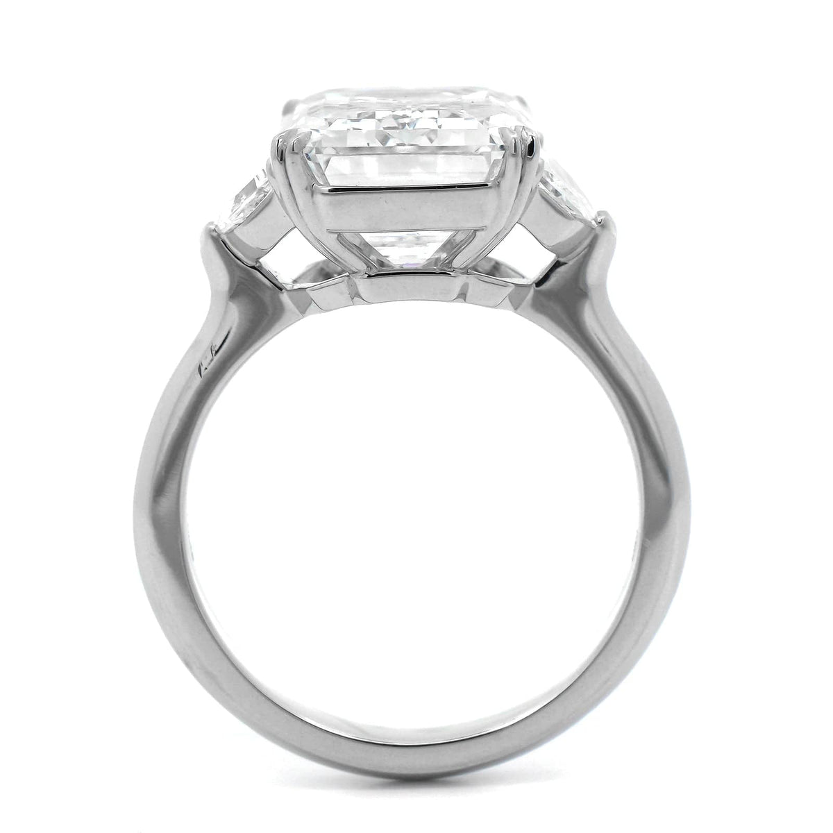 Platinum Emerald Cut Diamond 3 Stone Engagement Ring