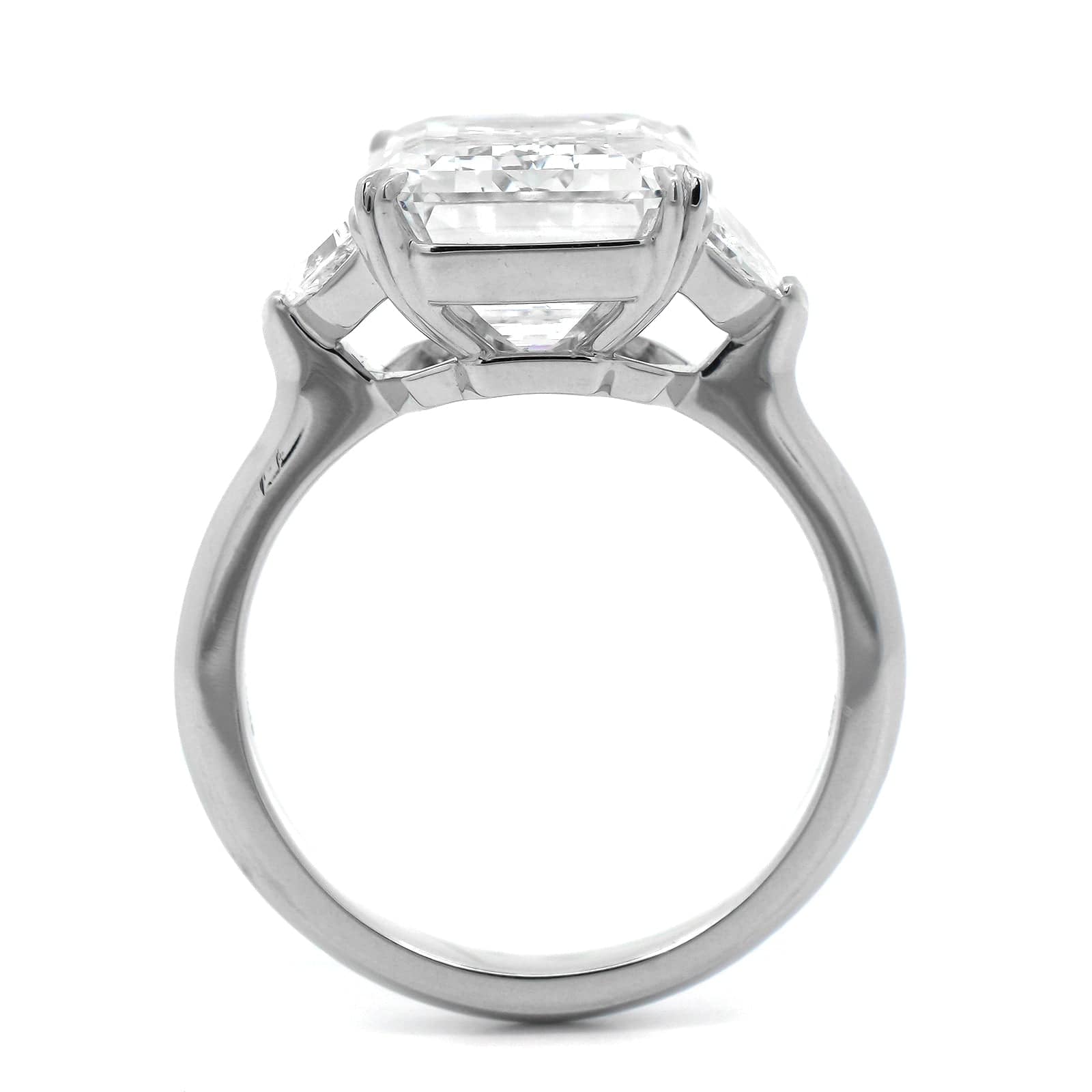 Platinum Emerald Cut Diamond 3 Stone Engagement Ring