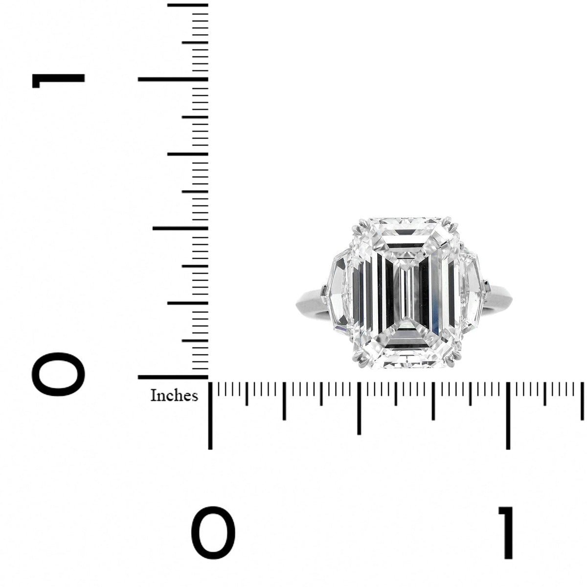Platinum Emerald Cut Diamond 3 Stone Engagement Ring