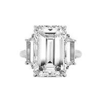 Platinum 3 Stone Emerald Cut Diamond Engagement Ring