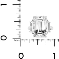 Platinum 3 Stone Emerald Cut Diamond Engagement Ring