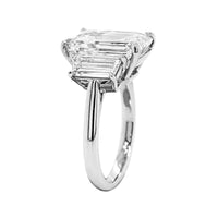 Platinum 3 Stone Emerald Cut Diamond Engagement Ring