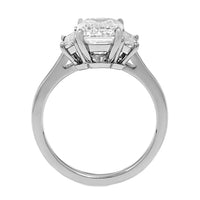 Platinum 3 Stone Emerald Cut Diamond Engagement Ring