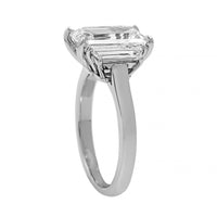 Platinum 3 Stone Emerald Cut Diamond Engagement Ring