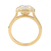 18K Yellow Gold 3 Stone Emerald Cut Diamond Engagement Ring
