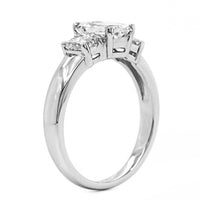 Platinum Emerald Diamond 3 Stone Engagement Ring