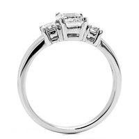 Platinum Emerald Diamond 3 Stone Engagement Ring