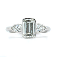 Platinum 3 Stone Bezel Set Diamond Engagement Ring