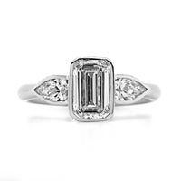 Platinum 3 Stone Bezel Set Diamond Engagement Ring