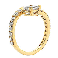 18K Yellow Gold Princess Cut Diamond Bypass Engagement Ring