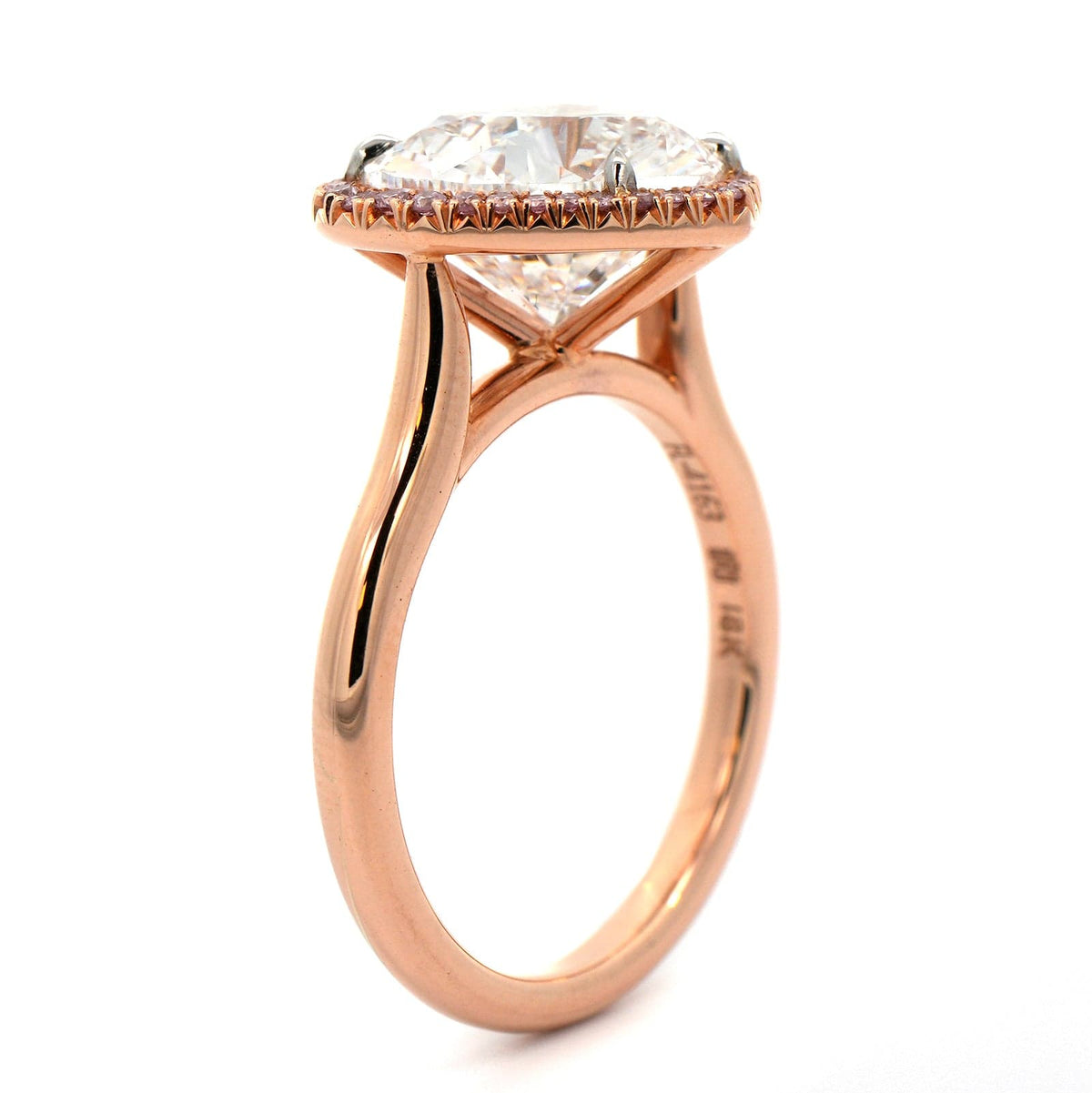 18K Rose Gold Heart Shaped Pink Diamond Ring