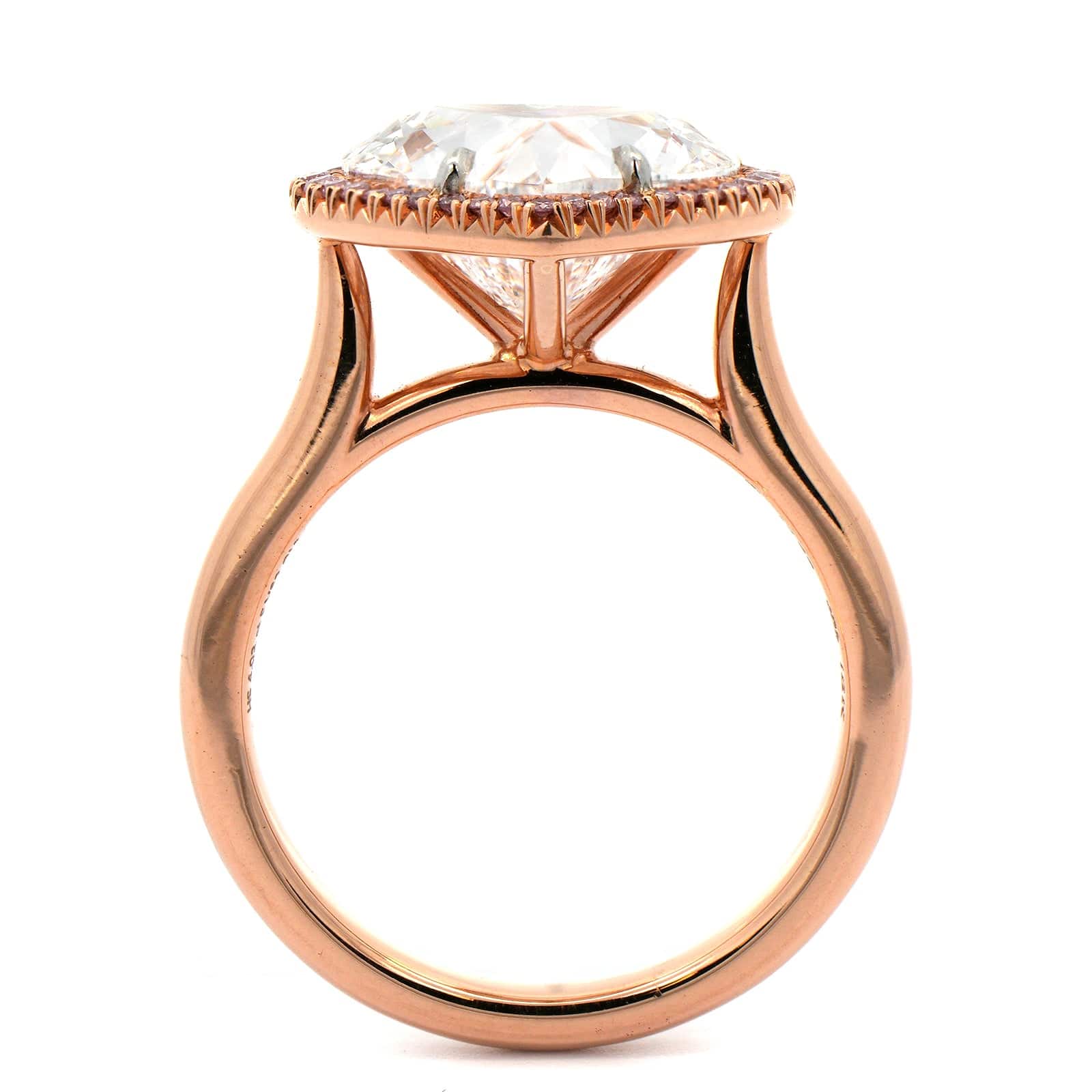 18K Rose Gold Heart Shaped Pink Diamond Ring