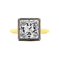 18K Yellow Gold Square Diamond Engagement Ring