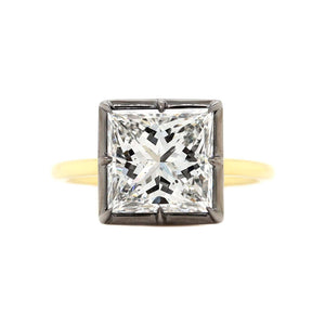 18K Yellow Gold Square Diamond Engagement Ring