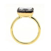 18K Yellow Gold Square Diamond Engagement Ring