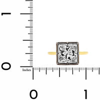 18K Yellow Gold Square Diamond Engagement Ring