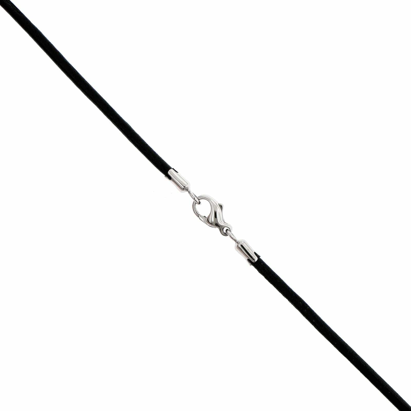 Roberto Coin 18K White Gold and Black Leather Necklace