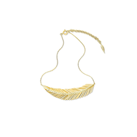 18K Yellow Gold Feather Necklace