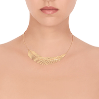 18K Yellow Gold Feather Necklace