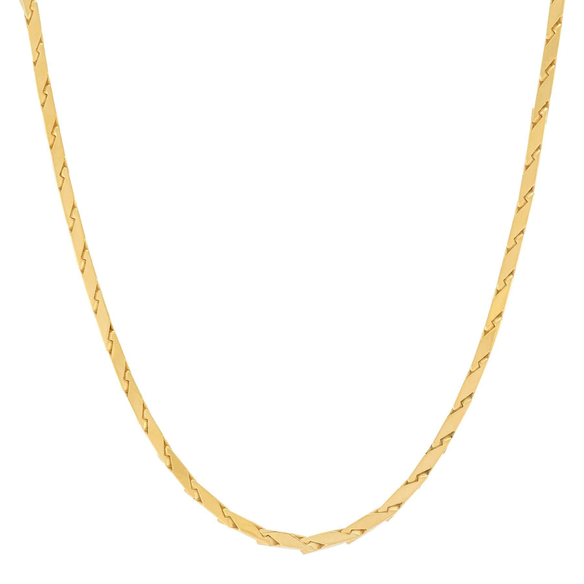 14K Yellow Gold Solid Chevron Design Chain Necklace