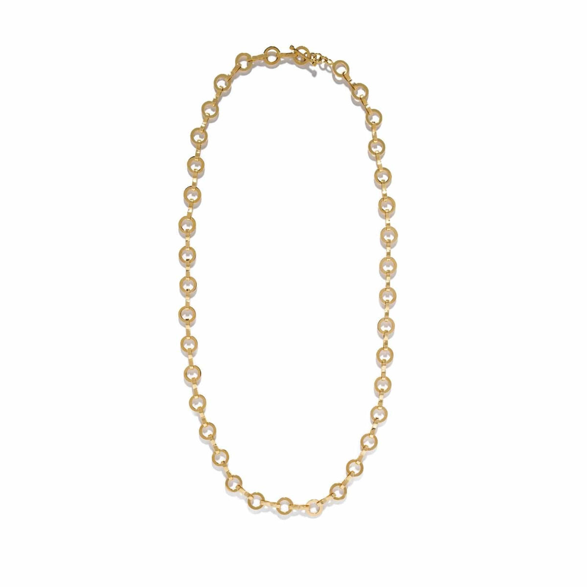 Azlee 18K Yellow Gold Heavy Circle Link Smooth Chain Necklace