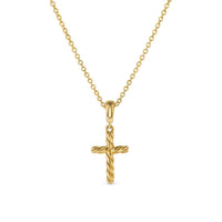 Cable Cross Pendant Necklace in 18K Yellow Gold, 17.5mm