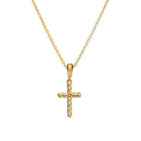 Cable Cross Pendant Necklace in 18K Yellow Gold, 17.5mm