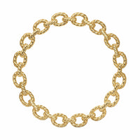 Sculpted Cable Oval Link Necklace 18K Yellow Gold, 18mm