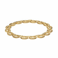 Sculpted Cable Oval Link Necklace 18K Yellow Gold, 18mm