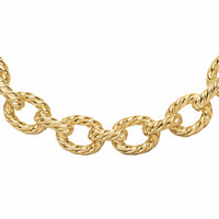 Sculpted Cable Oval Link Necklace 18K Yellow Gold, 18mm