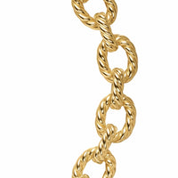 Sculpted Cable Oval Link Necklace 18K Yellow Gold, 18mm