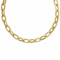 Roberto Coin 18K Yellow Gold Oro Alternating Smooth and Twisted Link Necklace