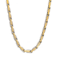 18K Two-Tone Gold Hexagonal Mechanical Chain Link Necklace