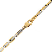 18K Two-Tone Gold Hexagonal Mechanical Chain Link Necklace