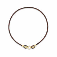 Harwell Godfrey 18K Yellow Gold Braided Leather Foundation Necklace