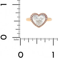 18K Rose Gold Heart Shaped Diamond Halo Ring
